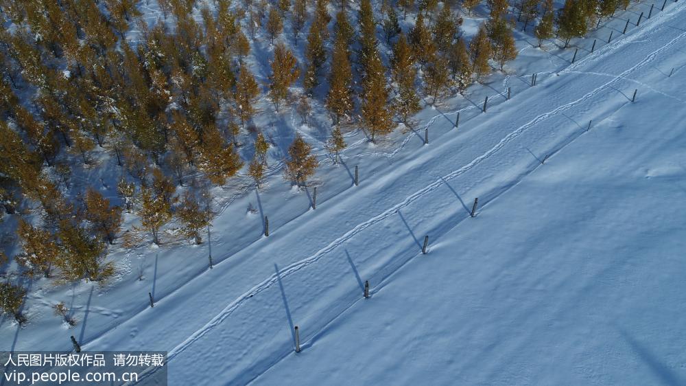 Impresionante paisaje nevado de "encendidas llamaradas" en Xinjiang