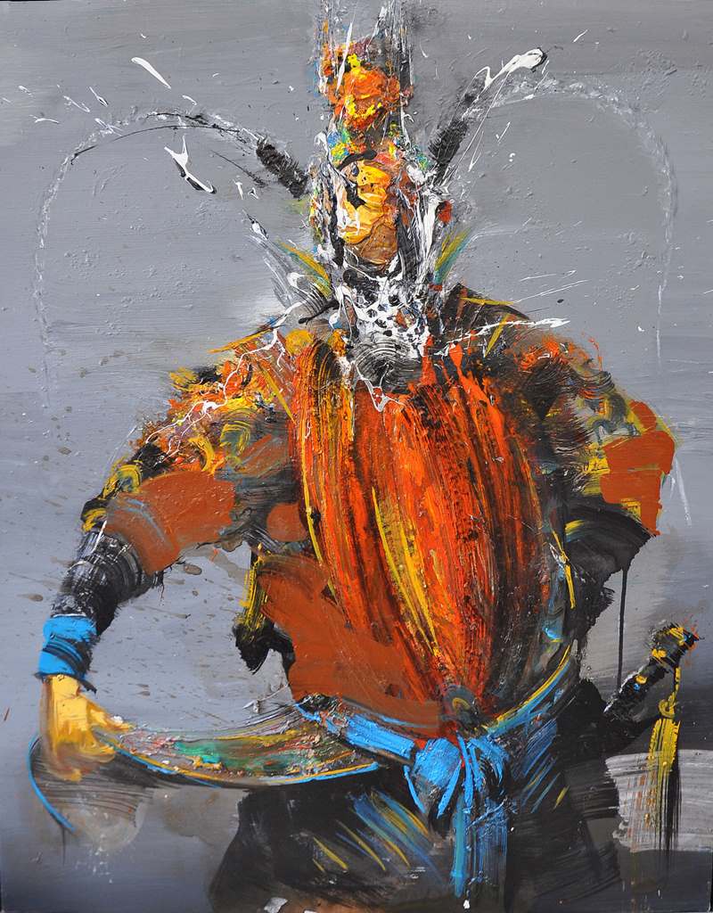 Obra del artista Deng Yu, pintada con la técnica del pincel “cepillo de bambú”. [Foto: proporcionada a China Daily]