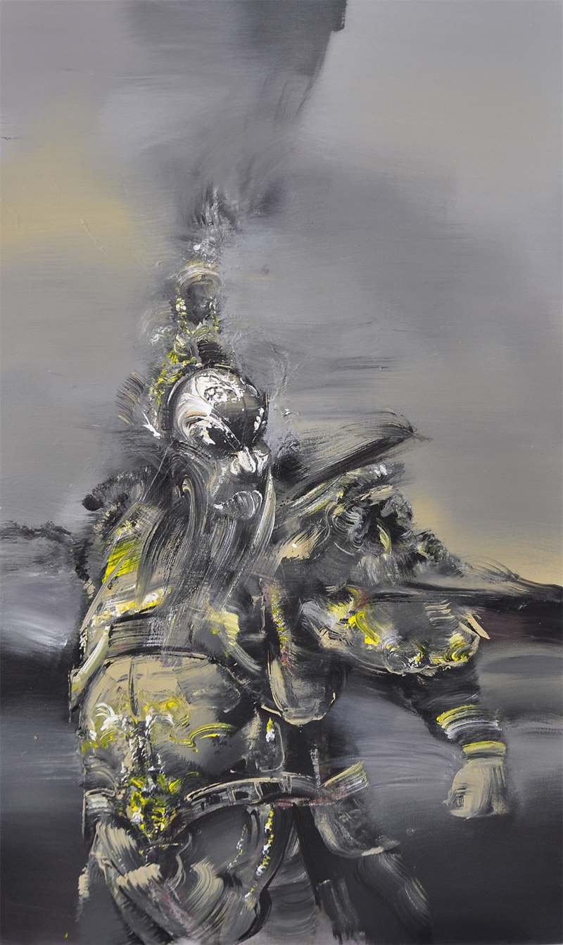 Obra del artista Deng Yu, pintada con la técnica del pincel “cepillo de bambú”. [Foto: proporcionada a China Daily]