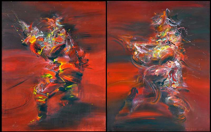 Obra del artista Deng Yu, pintada con la técnica del pincel “cepillo de bambú”. [Foto: proporcionada a China Daily]