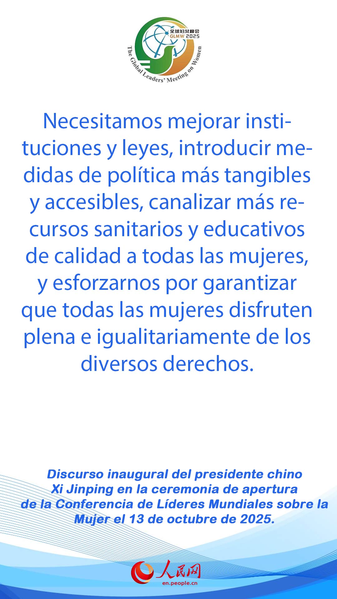 Xi afirma que avanzar en desarrollo de mujeres es una responsabilidad compartida de comunidad internacional