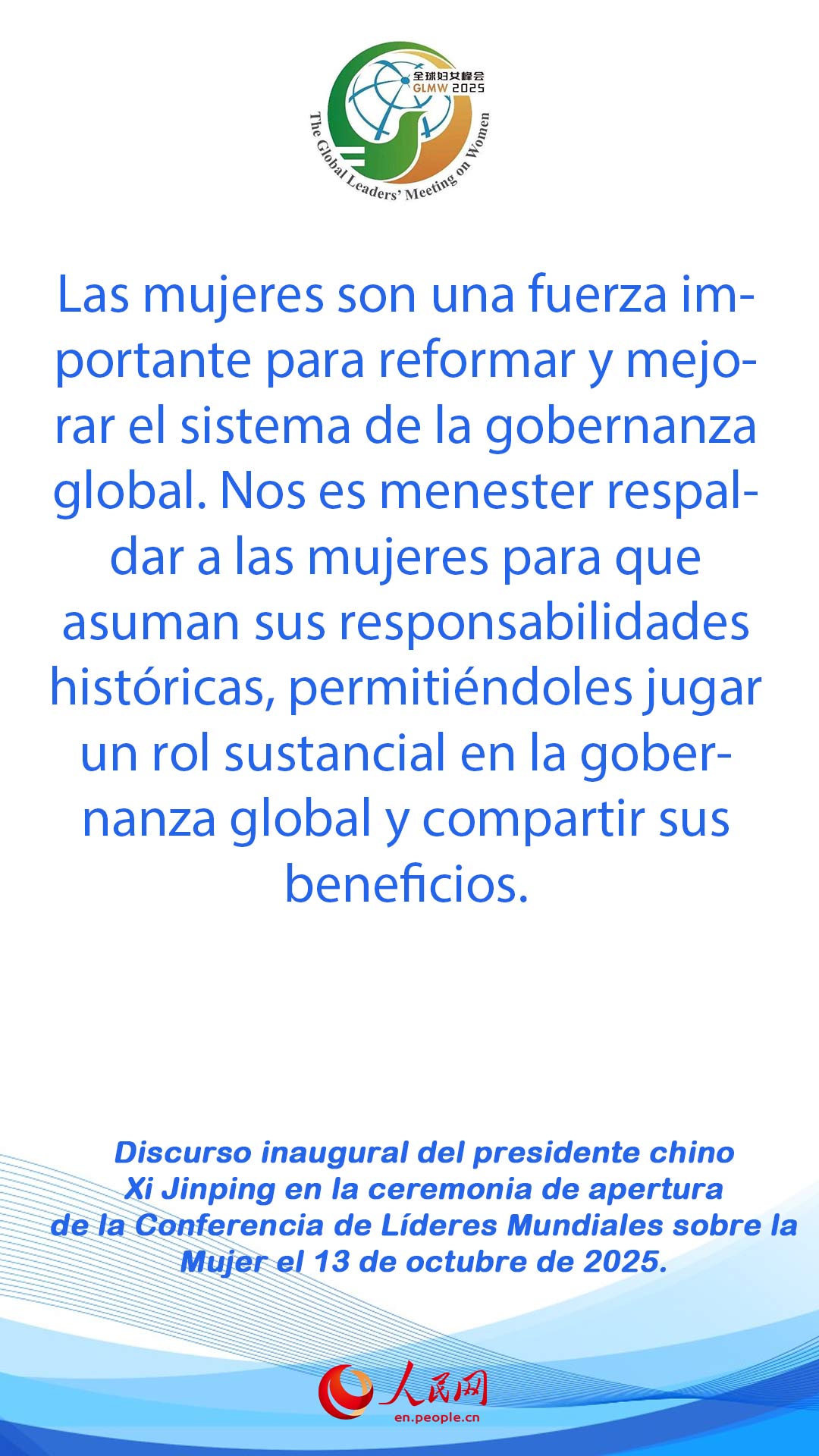Xi afirma que avanzar en desarrollo de mujeres es una responsabilidad compartida de comunidad internacional